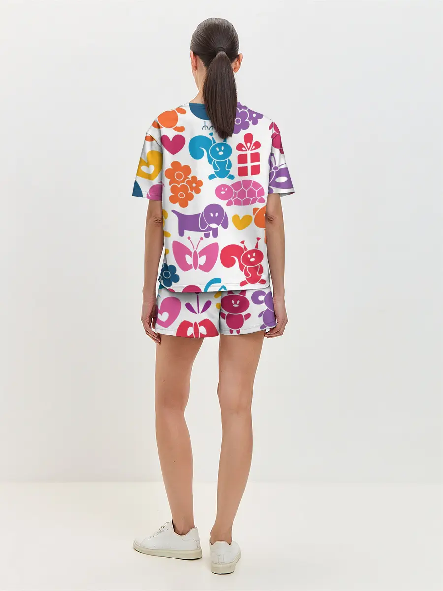 Женская пижама с шортами / Звери, детская