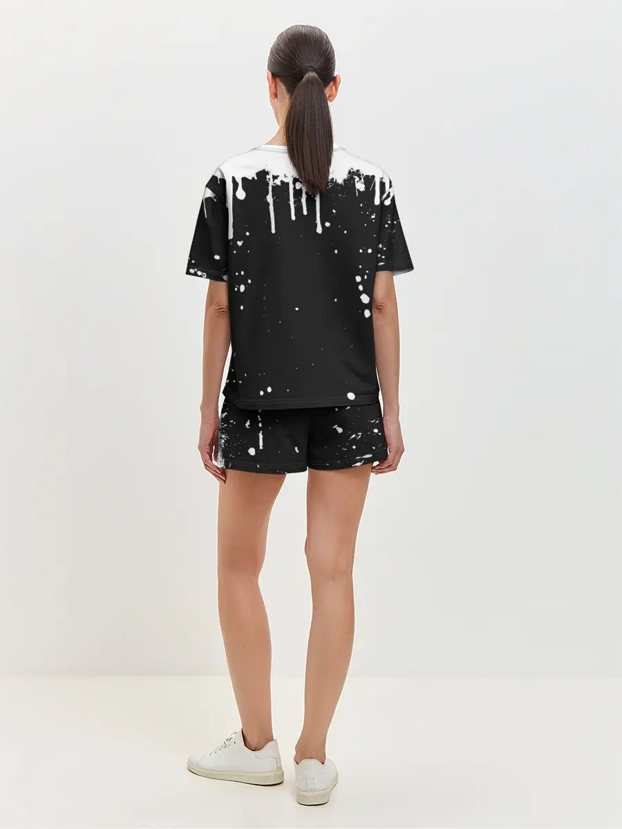 Женская пижама с шортами / Ахегао лицо чб