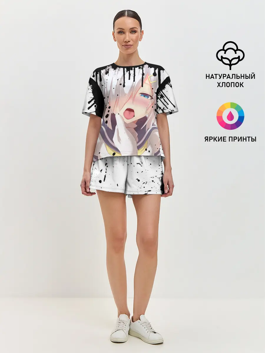 Женская пижама с шортами / Ахегао лицо в цвете