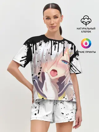 Женская пижама с шортами / Ахегао лицо в цвете