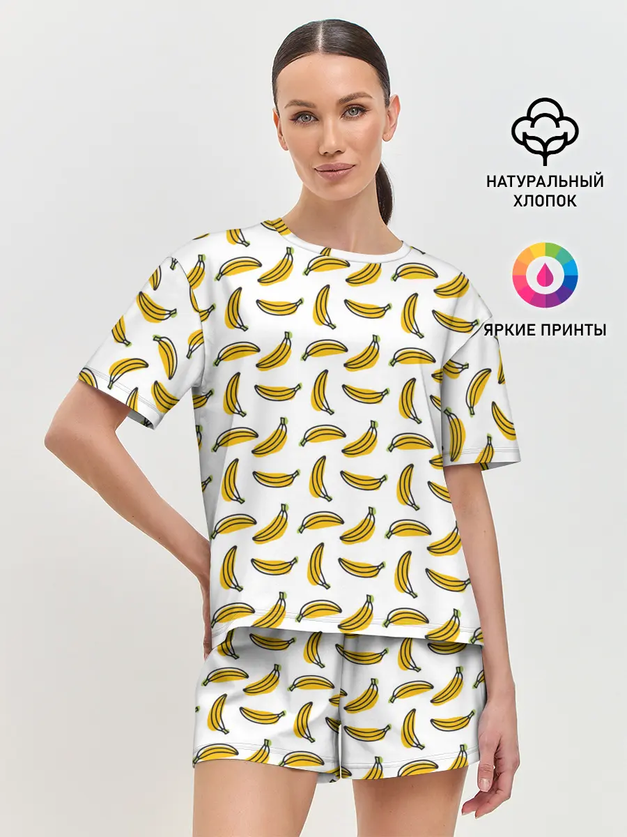 Женская пижама с шортами / Бананы