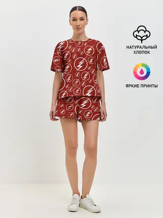 Женская пижама с шортами / The Flash Logo Pattern