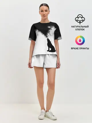 Женская пижама с шортами / Galaxy wolf