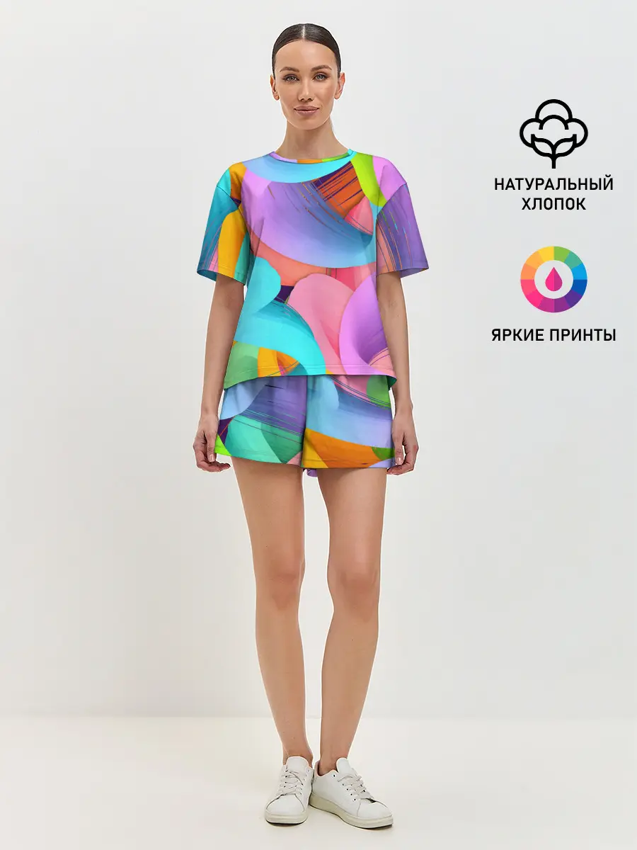 Женская пижама с шортами / абстракция