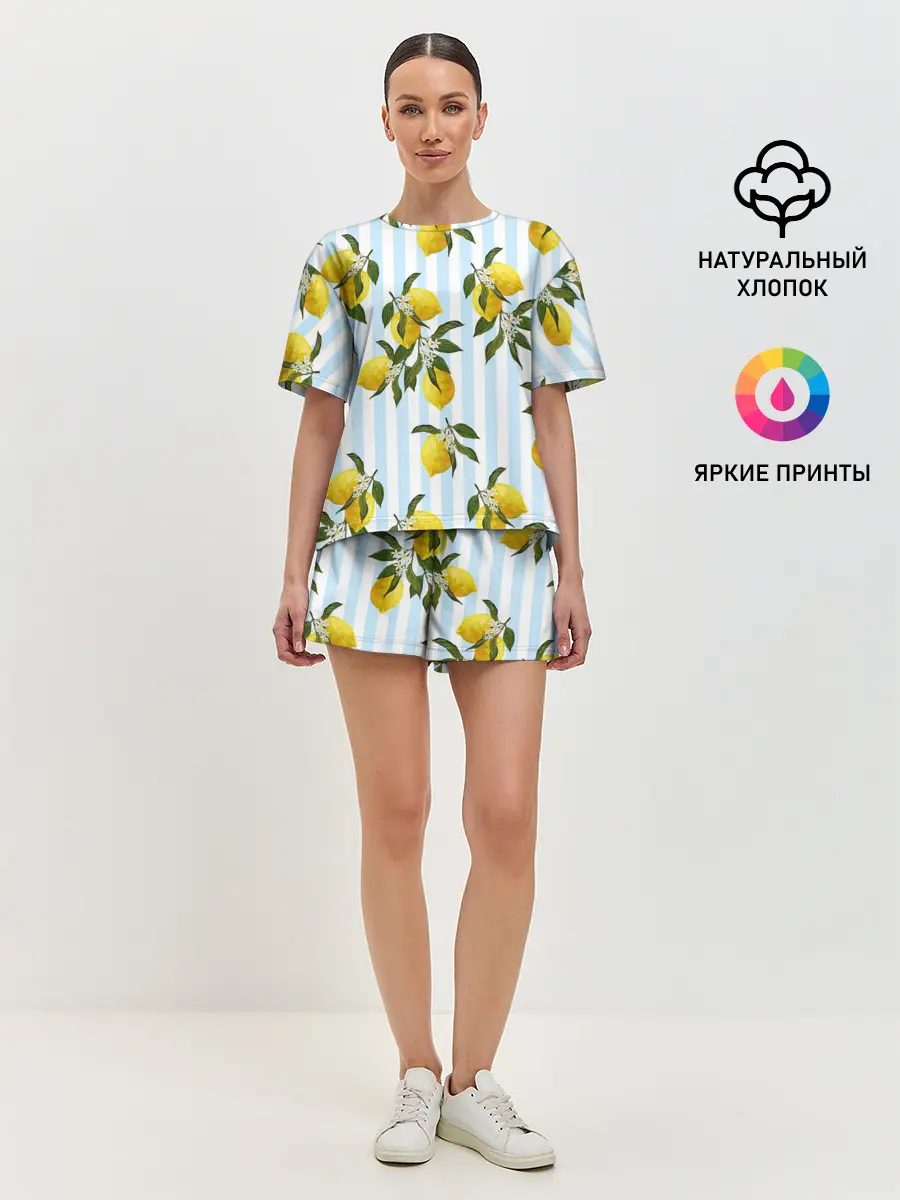 Женская пижама с шортами / Лимоны