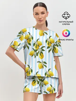 Женская пижама с шортами / Лимоны