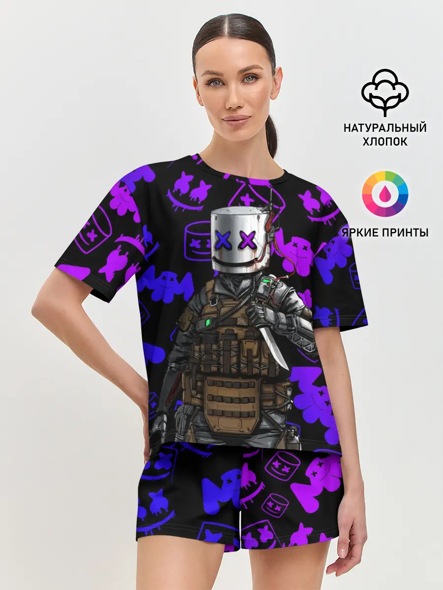 Женская пижама с шортами / MARSHMELLO FORTNITE