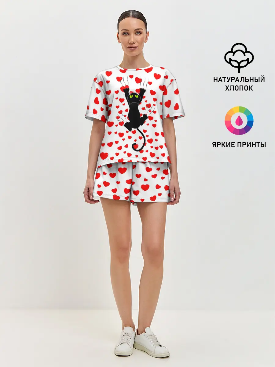 Женская пижама с шортами / Котейка