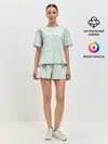 Женская пижама с шортами / белый горох