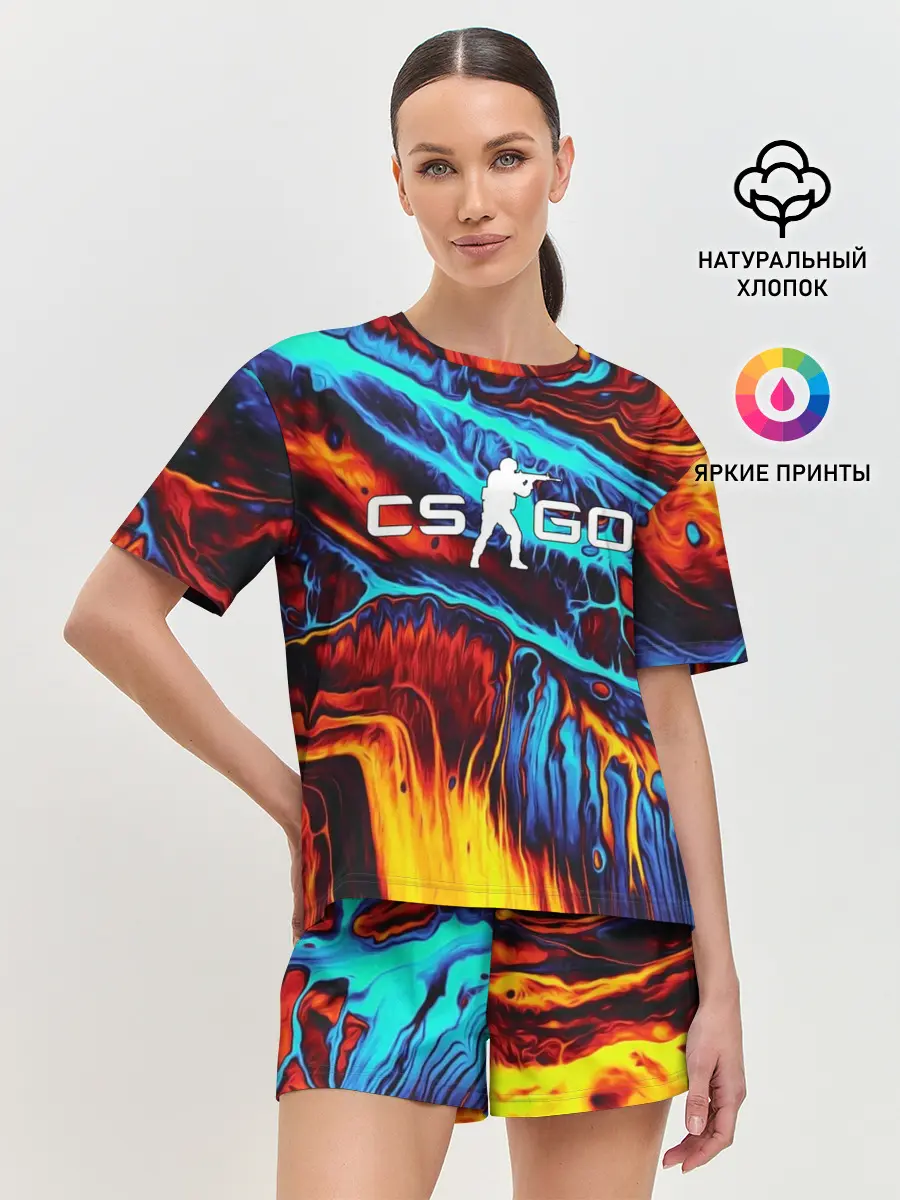 Женская пижама с шортами / CS GO STRIPES FLAME | КС ГО ПЛАМЯ