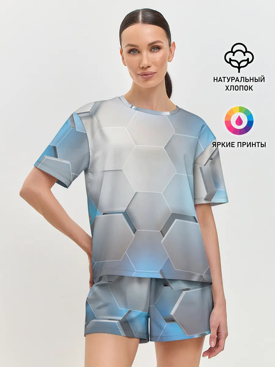 Женская пижама с шортами / 3D соты