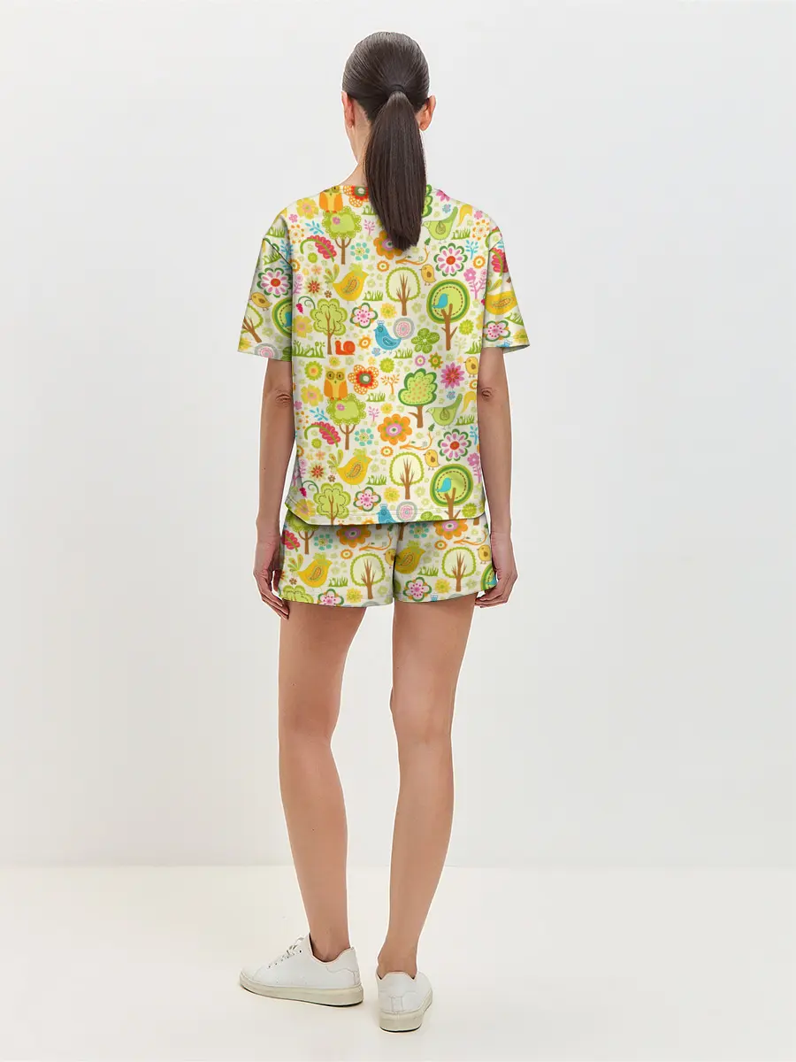 Женская пижама с шортами / Летний Орнамент