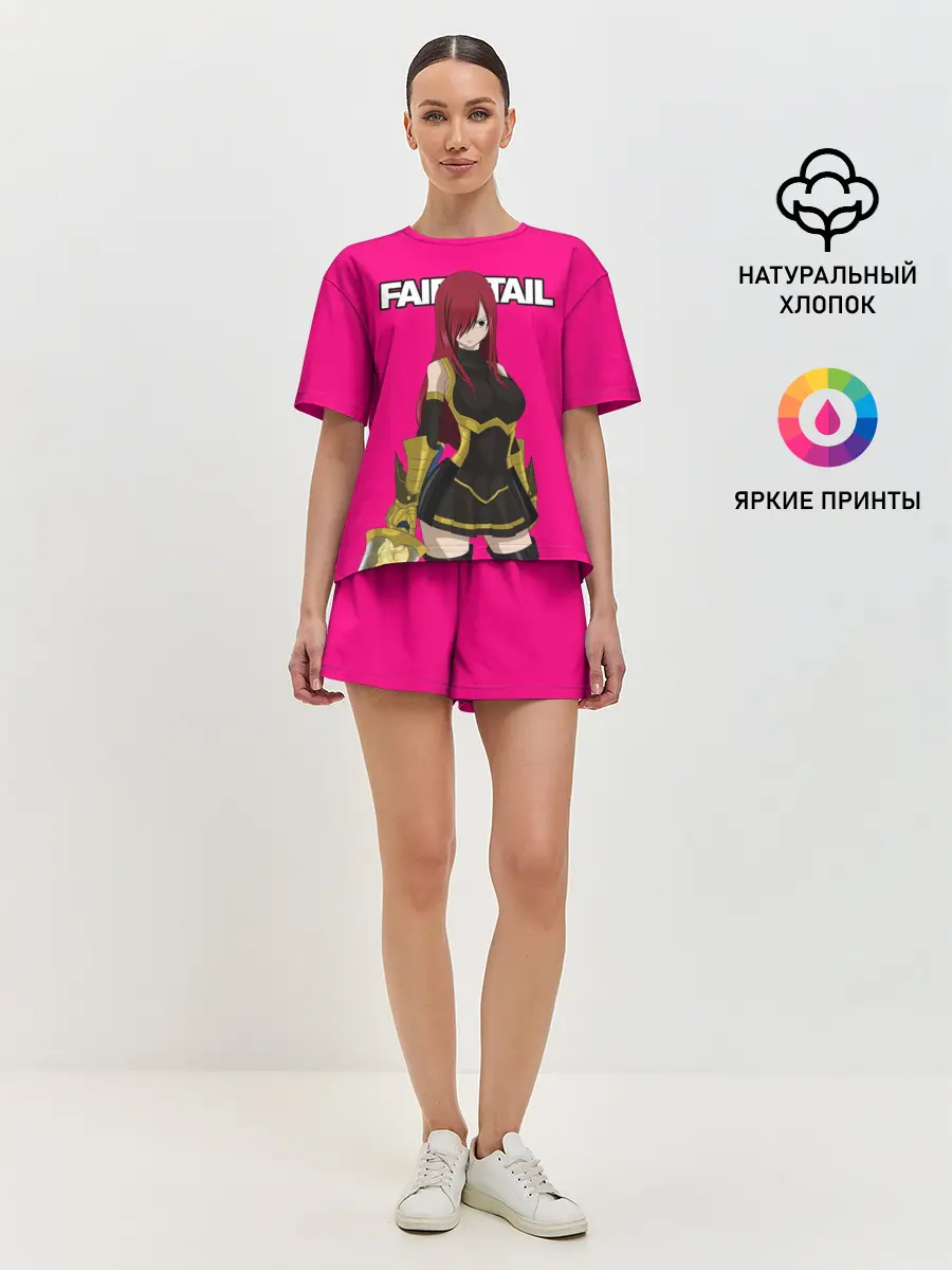 Женская пижама с шортами / Эльза на розовом фоне