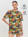 Женская пижама с шортами / Папуги