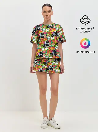 Женская пижама с шортами / Папуги