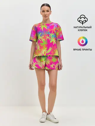 Женская пижама с шортами / ПАЛЬМЫ / ТРОПИКИ