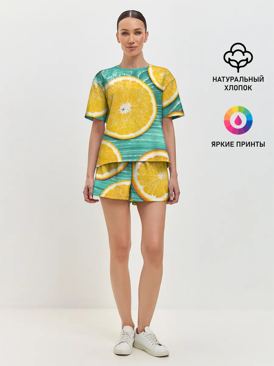 Женская пижама с шортами / Апельсины