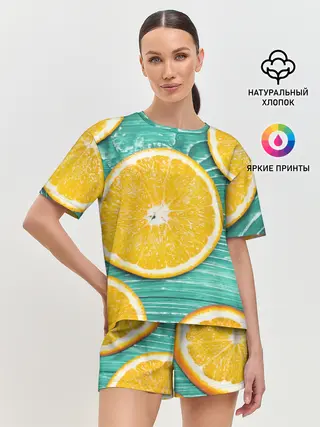 Женская пижама с шортами / Апельсины