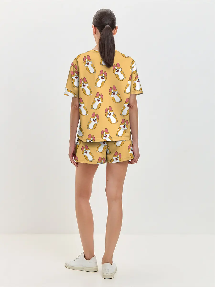 Женская пижама с шортами / Радость Корги паттерн