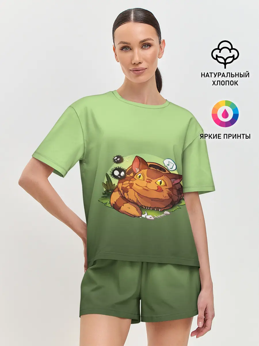 Женская пижама с шортами / Catbus Studio Ghibli Котобус