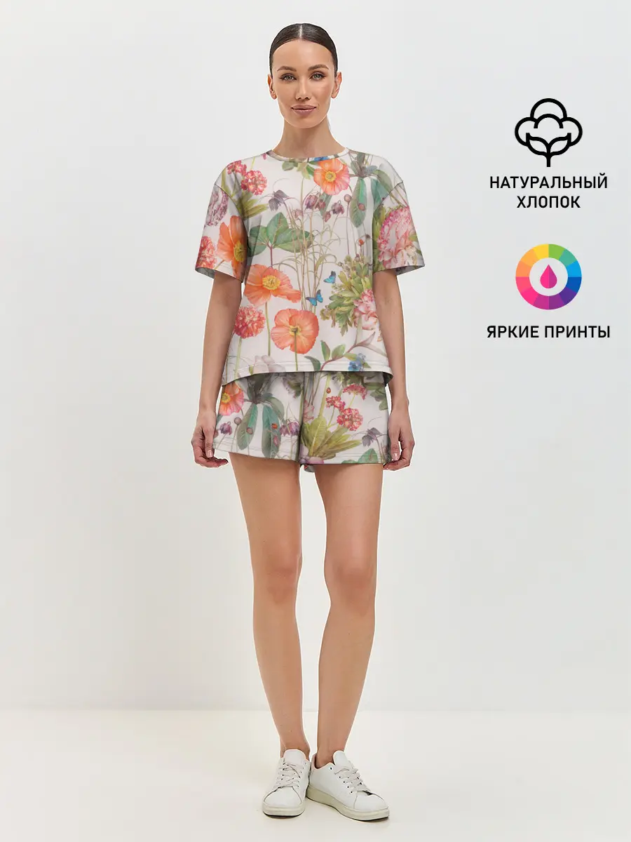 Женская пижама с шортами / Цветы