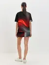 Женская пижама с шортами / BLACK RED WAVES | АБСТРАКЦИЯ