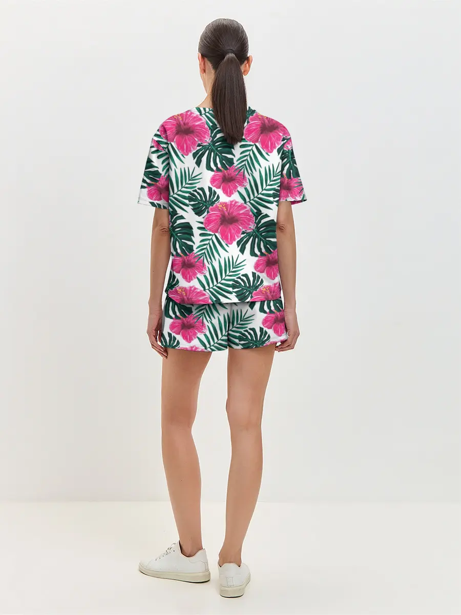 Женская пижама с шортами / Гавайский гибискус