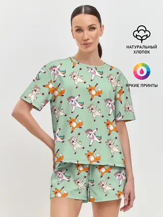 Женская пижама с шортами / Dabbing Animals
