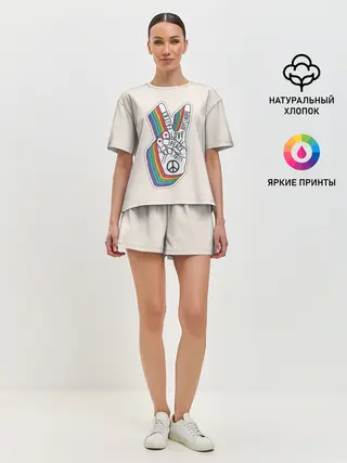 Женская пижама с шортами / PEACE and LOVE | МИР и ЛЮБОВЬ