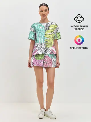 Женская пижама с шортами / ТЕКСТУРА ТРОПИКИ
