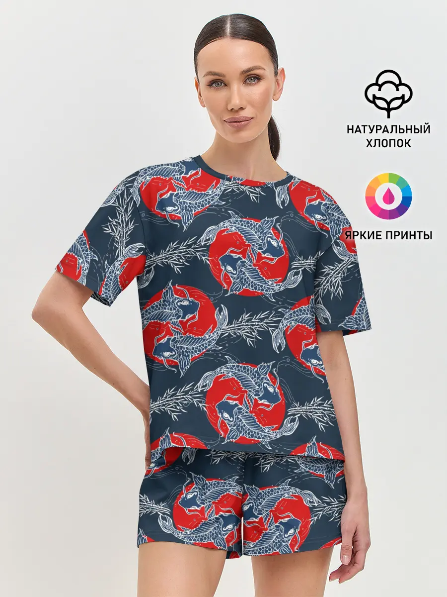 Женская пижама с шортами / Japanese carp