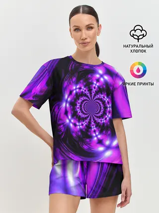 Женская пижама с шортами / НЕОНОВЫЙ ФРАКТАЛ