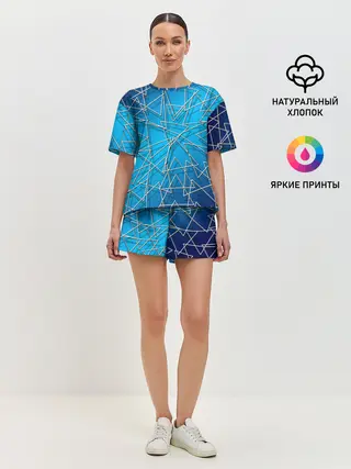 Женская пижама с шортами / Треугольники