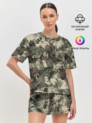 Женская пижама с шортами / Off Road камуфляж
