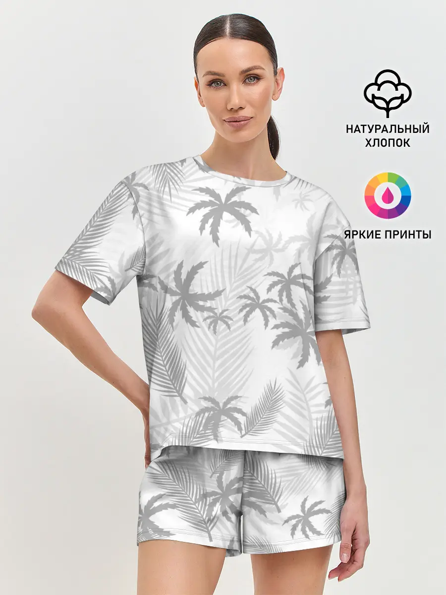 Женская пижама с шортами / ПАЛЬМЫ | ЛЕТО | TROPICAL