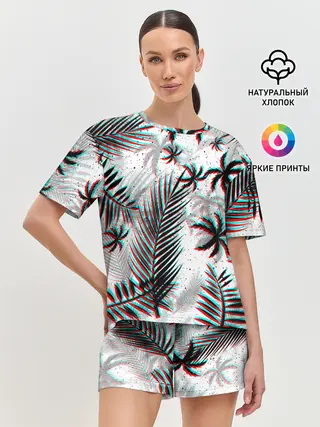 Женская пижама с шортами / ПАЛЬМЫ | TROPICAL GLITCH