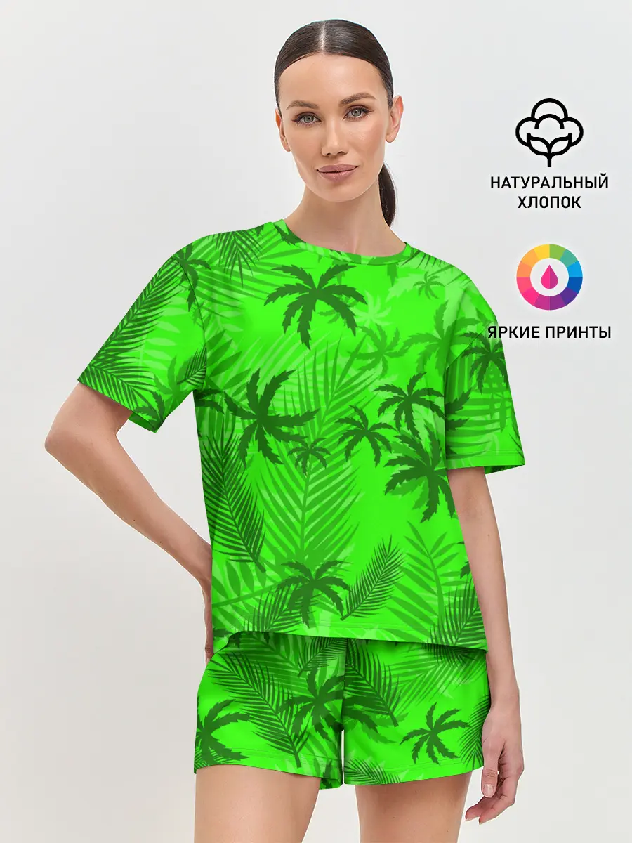Женская пижама с шортами / ПАЛЬМЫ | ЛЕТО | TROPICAL