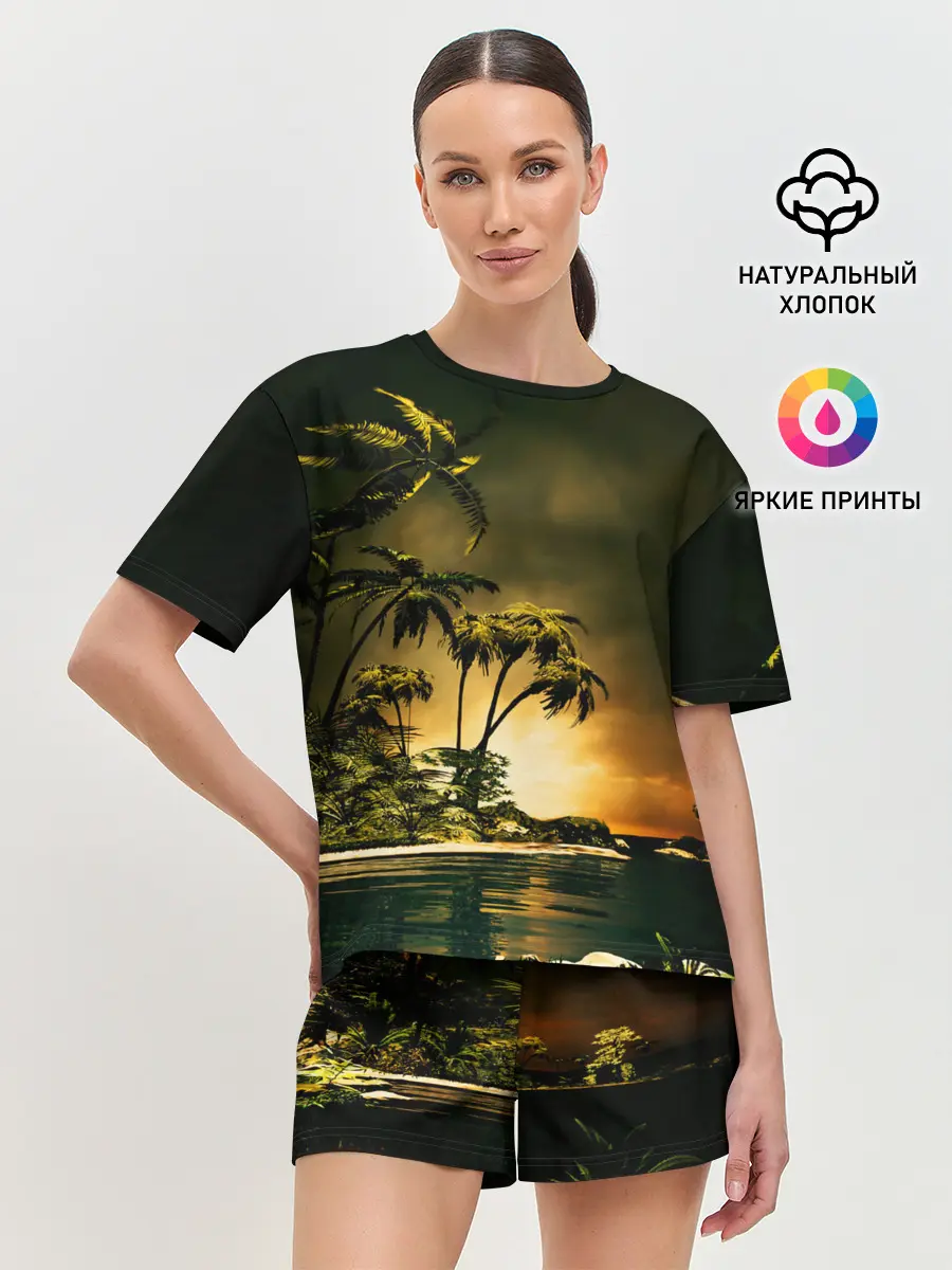Женская пижама с шортами / РАЙСКИЙ ОСТРОВ