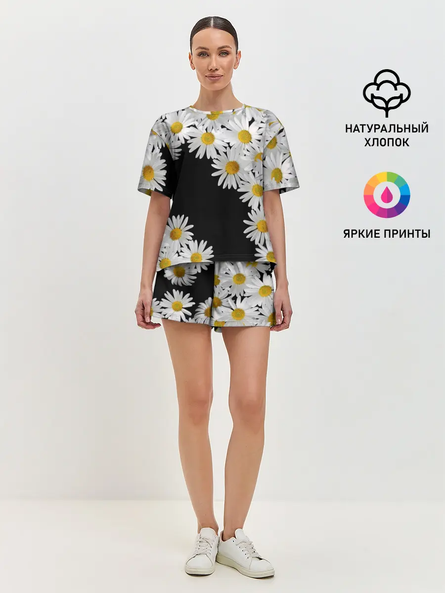 Женская пижама с шортами / Ромашковая россыпь