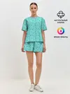 Женская пижама с шортами / Зеленые птицы летний узор