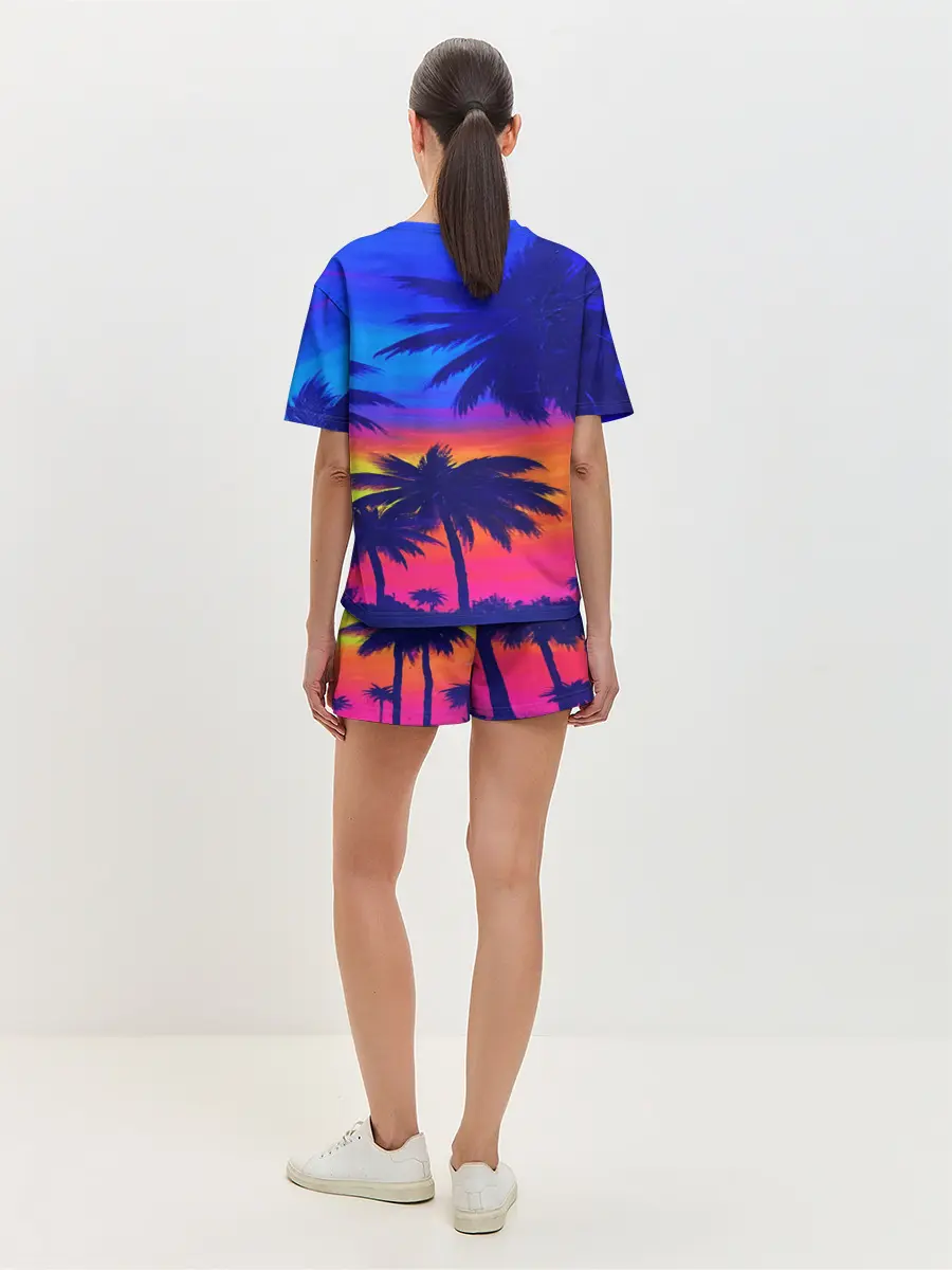 Женская пижама с шортами / ТРОПИКИ НЕОН