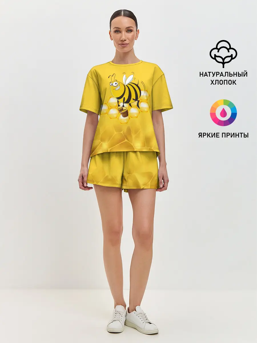 Женская пижама с шортами / Лето. Пчелы. Мед