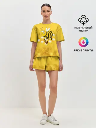 Женская пижама с шортами / Лето. Пчелы. Мед
