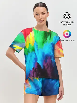 Женская пижама с шортами / РАЗНОЦВЕТНЫЕ КРАСКИ