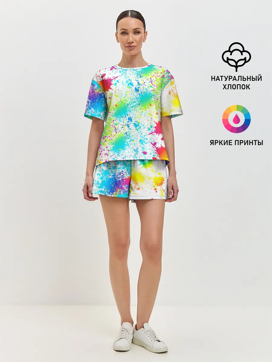 Женская пижама с шортами / БРЫЗГИ НЕОНА