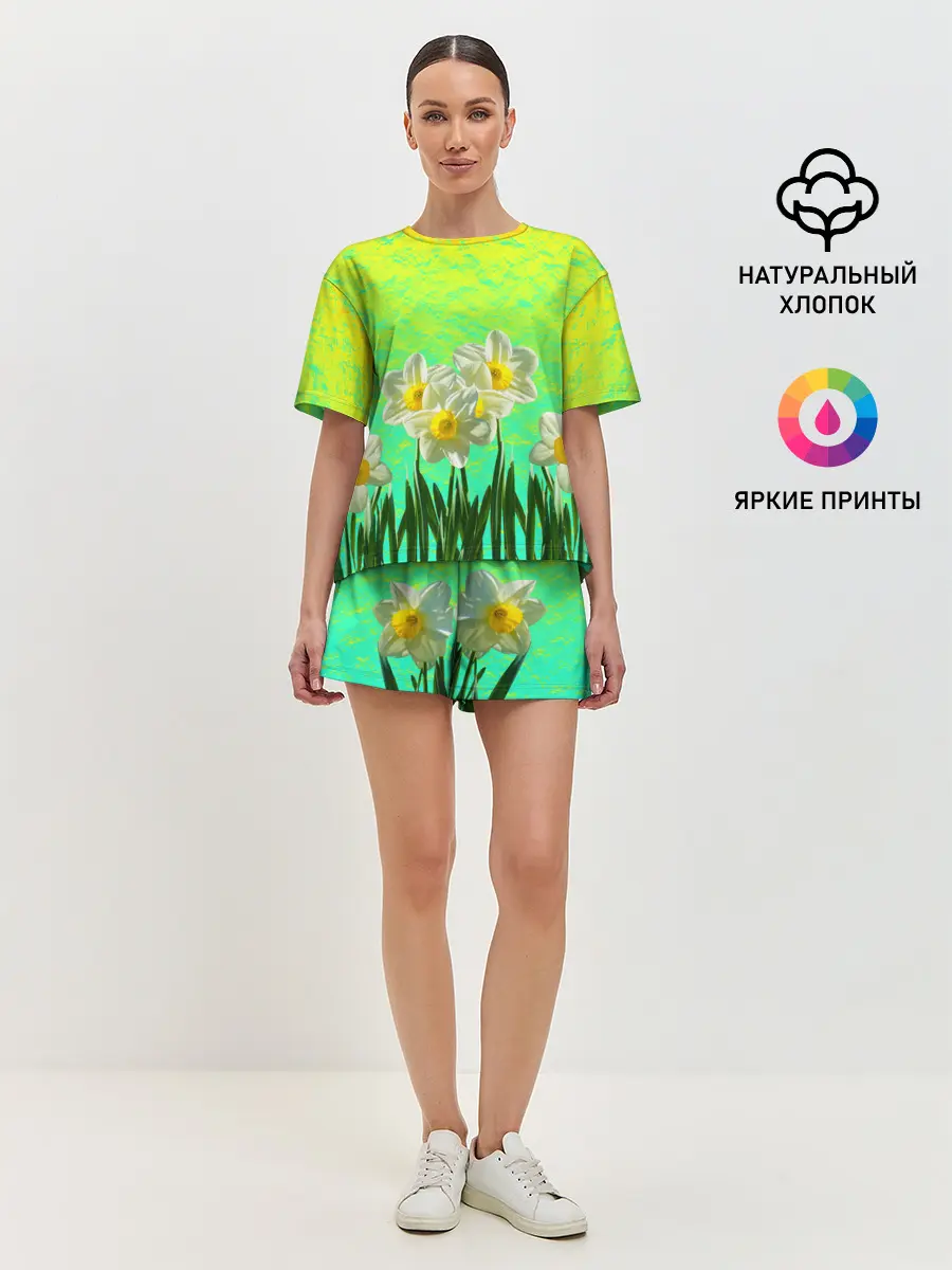 Женская пижама с шортами / Солнечные Нарциссы