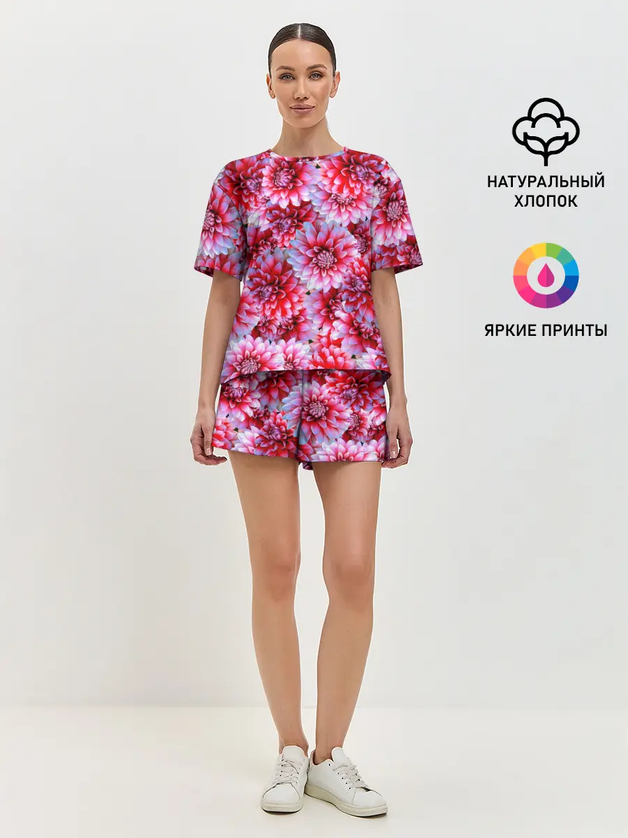 Женская пижама с шортами / Георгины