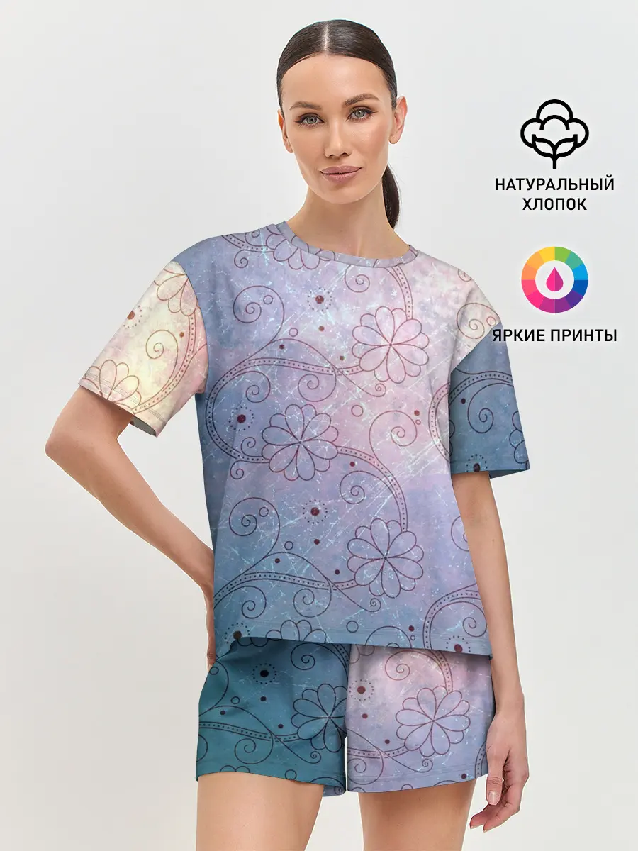 Женская пижама с шортами / Нежные цвета