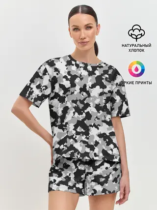 Женская пижама с шортами / Камуфляж | ЧБС