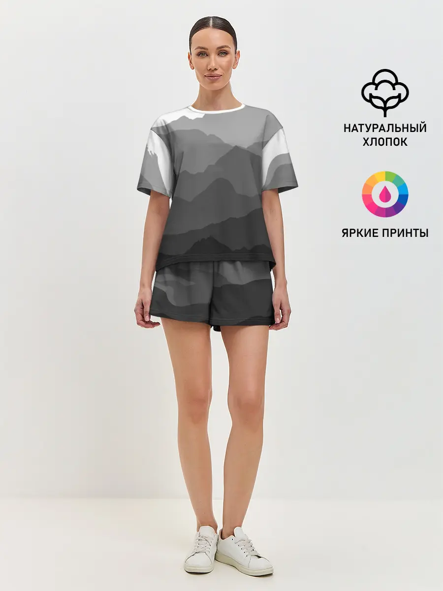 Женская пижама с шортами / горы